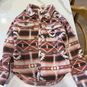 BKE Patterned Button-Up Fleece Jacket